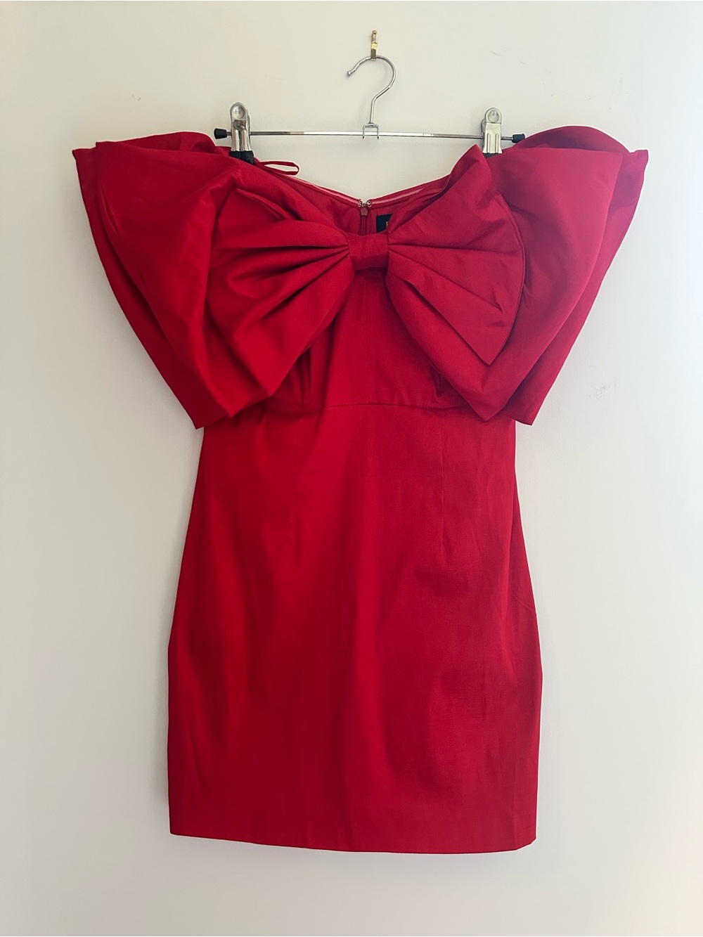 Bardot (Anthropologie) Strapless Red Mini Dress with Statement Bow